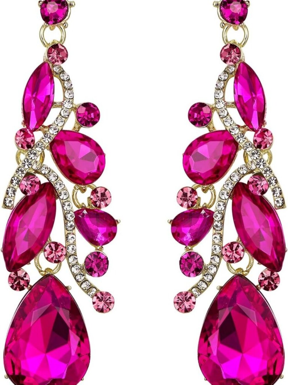 Bohemian Crystal Teardrop Filigree Cluster Dangle Earrings for Women